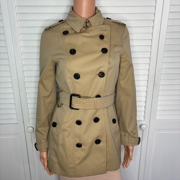 BURBERRY The Sandringham Short Trench Coat Size 4 - Picture 1 of 10